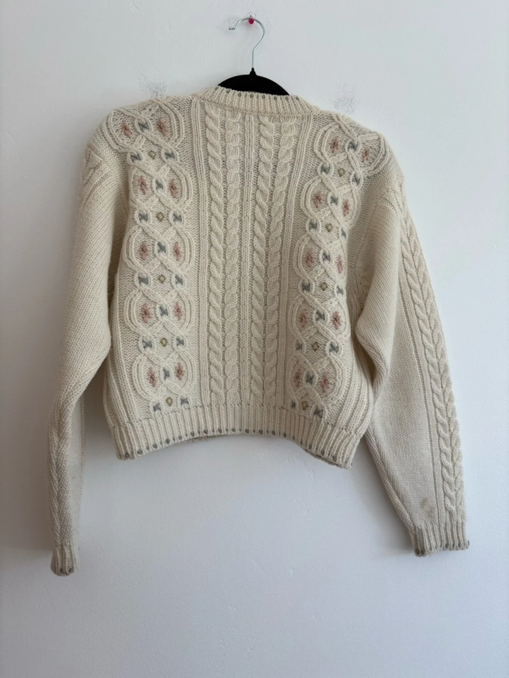 Vintage Liz Claiborne Wool Blend Floral Cardigan Button Up Cottage Embroidered - Picture 5 of 9